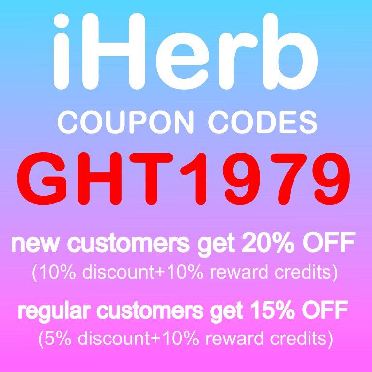iherb coupon codes GHT1979. new customers get 20% discount. Current customers get 15% discount,for香港Hong Kong,台湾Taiwan,澳门Macao,美国United States,澳洲Australia,马来西亚Malaysia,新加坡Singapore, 菲律宾Philippines, 新西兰New Zealand
