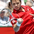 01 Stanislas Wawrinka from Switzerland plays against Marcos Baghdatis from Cyprus during the Kooyong Classic tennis tournament in Melbourne Wednesday, Jan. 14, 2009. Wawrinka won the match 6-2, 6-2..jpg