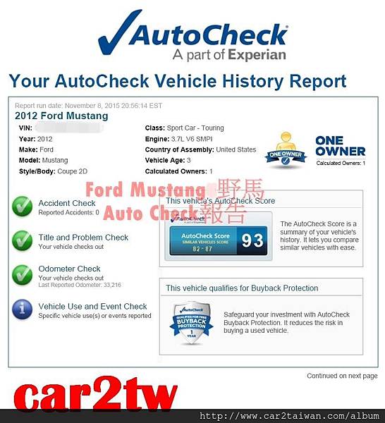 福特野馬外匯車Auto Chek報告 15