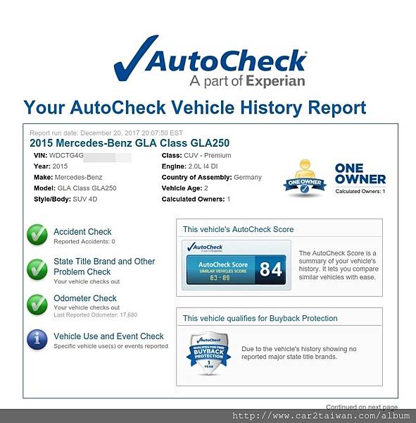 15 BENZ GLA250回台的autocheck 15 BENZ GLA250回台的autocheck