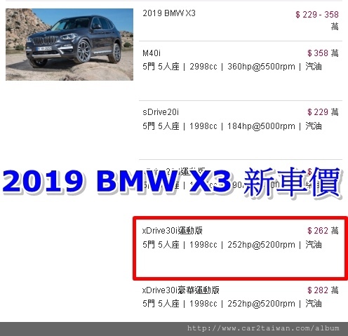 2019 X3 新車價