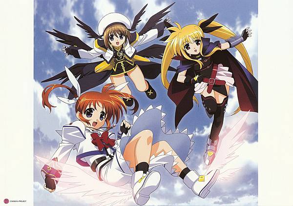 Konachan.com - 3203 fate_testarossa takamachi_nanoha thighhighs wings yagami_hayate