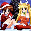 Konachan.com - 22451 christmas duplicate fate_testarossa loli mahou_shoujo_lyrical_nanoha megami santa_costume santa_hat takamachi_nanoha