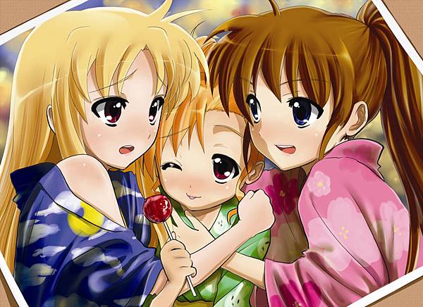 Konachan.com - 56562 fate_testarossa japanese_clothes kimono mahou_shoujo_lyrical_nanoha mahou_shoujo_lyrical_nanoha_strikers takamachi_nanoha vivio