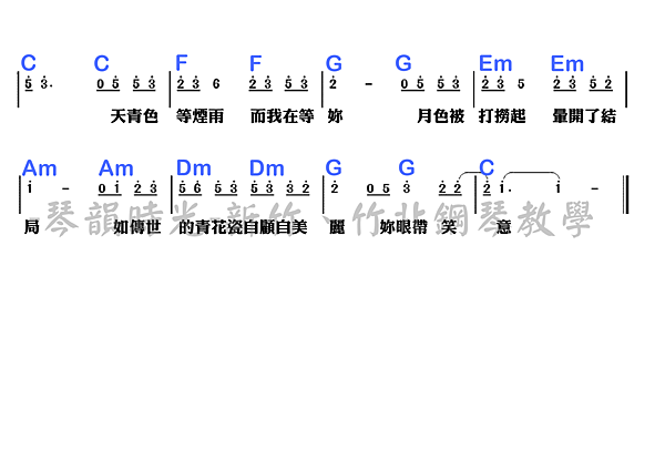 青花瓷c調版本簡譜大字版本分享 新竹 竹北 琴韻時光鋼琴工作室 Kate鋼琴老師 痞客邦