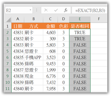 34在excel中檢查二個儲存格中資料是否相同 Exact函數 錦子老師 點部落