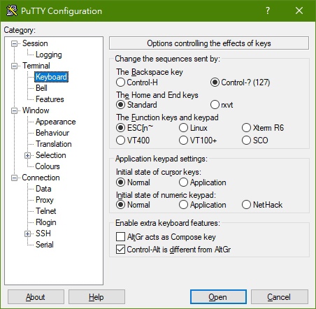 PuTTY.Ptt 連線設定 PuTTY.Ptt 連線設定