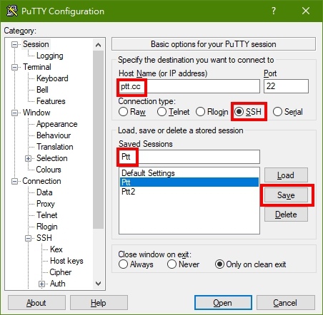 PuTTY.Ptt 連線設定 PuTTY.Ptt 連線設定