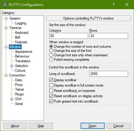 PuTTY.Ptt 連線設定 PuTTY.Ptt 連線設定