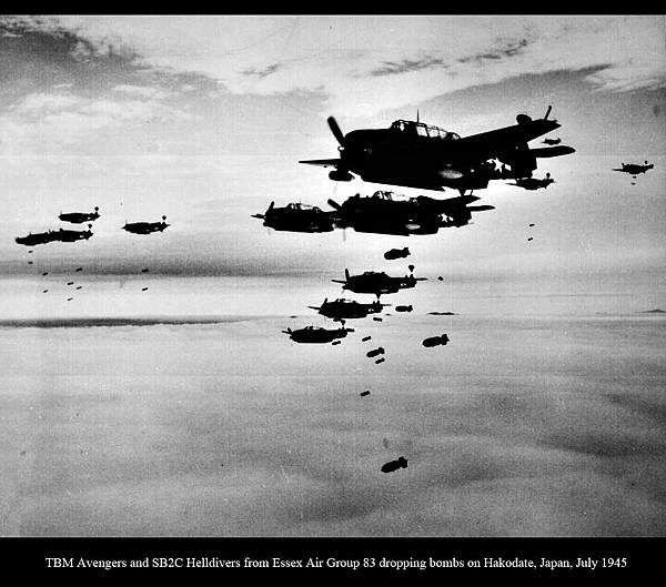 TBM-Avengers-and-SB2C-Helldivers-from-Essex-Air-Group-83-dropping-bombs-on-Hakodate-Japan-July-1945.jpg