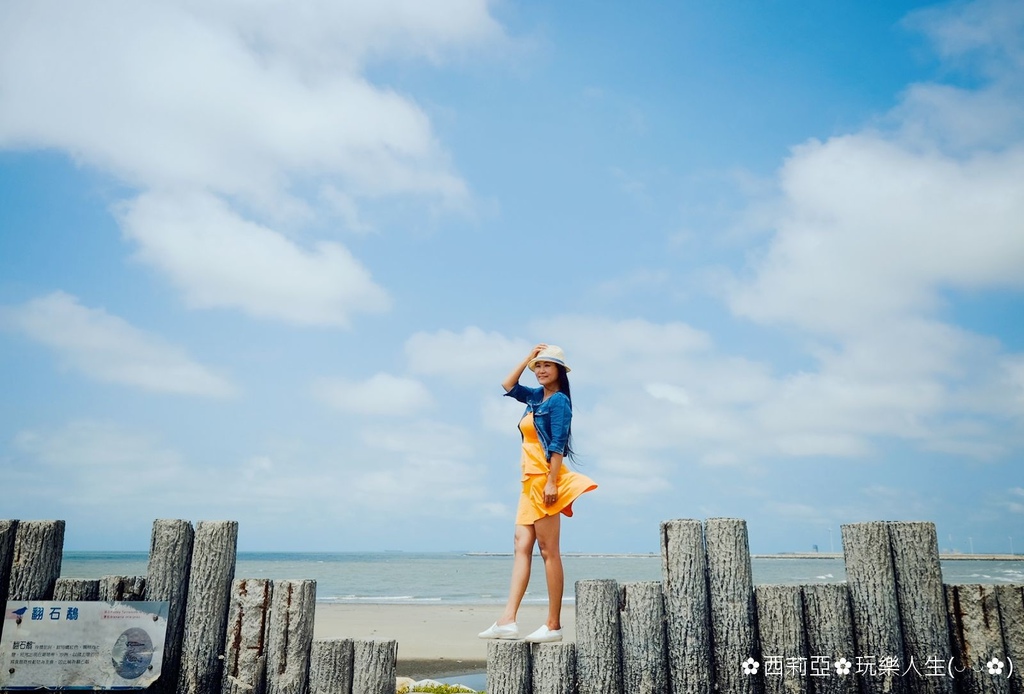 【彰化。線西鄉】綿延數公里一座座浪漫白色風車的『肉粽角沙灘』,擁有漂亮海岸線風景的肉粽角更是賞夕陽最佳好去處。 肉粽角沙灘,彰化線西,風力發電風車,消波塊,海岸線,候鳥棲息地,潮間帶,海邊,拍照,攝影,約會,沙灘,海灘,彰化,線西,風車,夕陽,打卡,IG,賞鳥,國家公