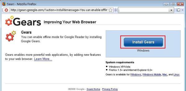 點選安裝Google Gears - 2 