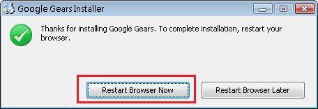 安裝Google Gears - 安裝完畢