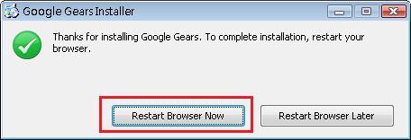 安裝Google Gears - 安裝完畢 