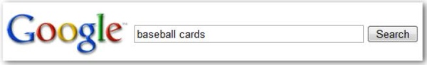 A user performs the query [baseball cards]