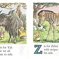 zebra yak vintage animal flash cards