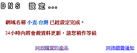 確認page-parking的設定並等待生效 確認page-parking的設定並等待生效