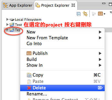 刪除 project