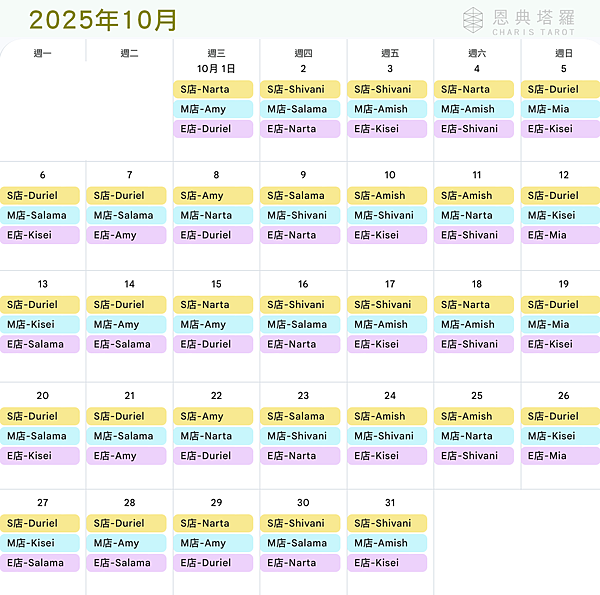 【十月恩典塔羅班表】出爐~