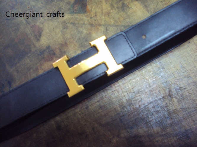 HERMES custom black belt, thick 3.2mm, black calf lining, match stitch. 02