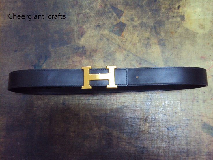 HERMES custom black belt, thick 3.2mm, black calf lining, match stitch. 01 