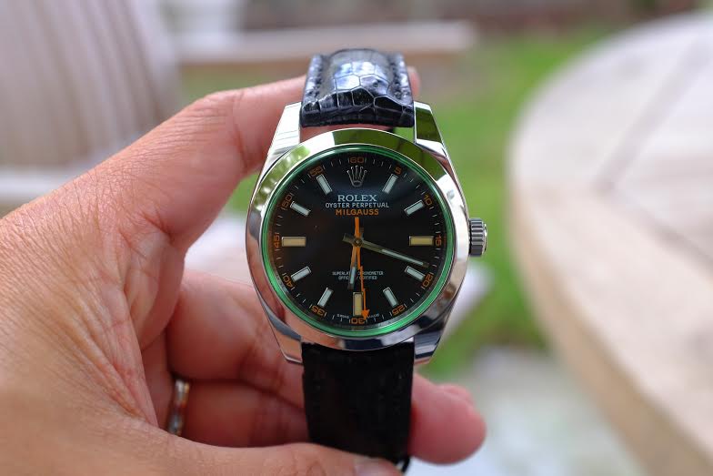 Rolex Milgauss black padded crocodile strap. 04