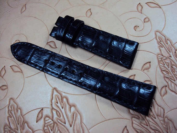 Svw500, Franck Muller Crazy Hour custom strap, 22x18mm, 70x120mm, black croco belly strap black stitch. 01