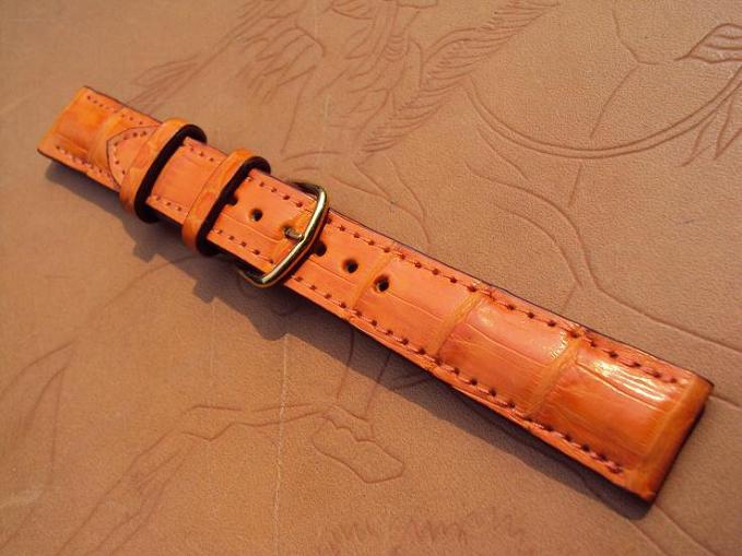 Svw434, Franck Muller  custom strap, 16x14mm, 60x100mm, heavy padded orange croco  strap, orange stitch. 01