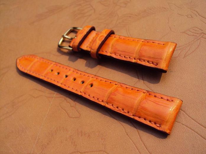 Svw434, Franck Muller  custom strap, 16x14mm, 60x100mm, heavy padded orange croco  strap, orange stitch. 04  法蘭克穆勒