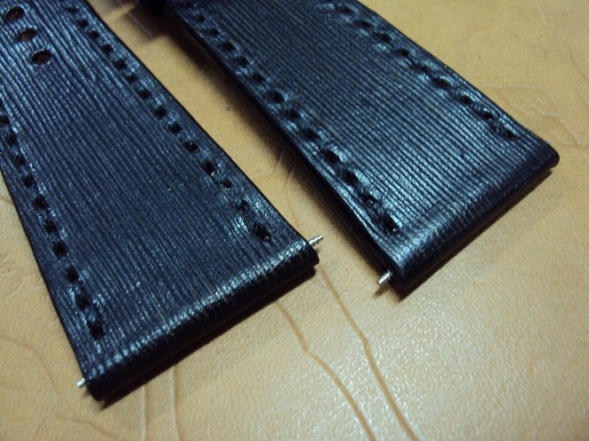 Svw486, Franck Muller King Conquistador custom strap, 30x23mm, 90x125mm, thick 3.5mm, black rippled cowskin strap, black stitch. 03