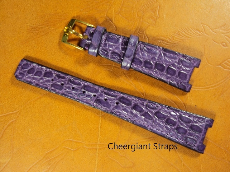 Svw733, OMEGA custom purple croco strap, 19(9.8)x12mm, 63x110mm, thick 2.8mm taper to 2.0mm, match stitch. 02