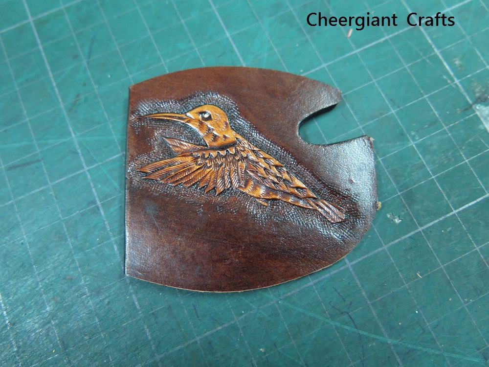 賓士鎖匙皮套Benz key cover. Hummingbird hand carved pattern. semifinished product. 01