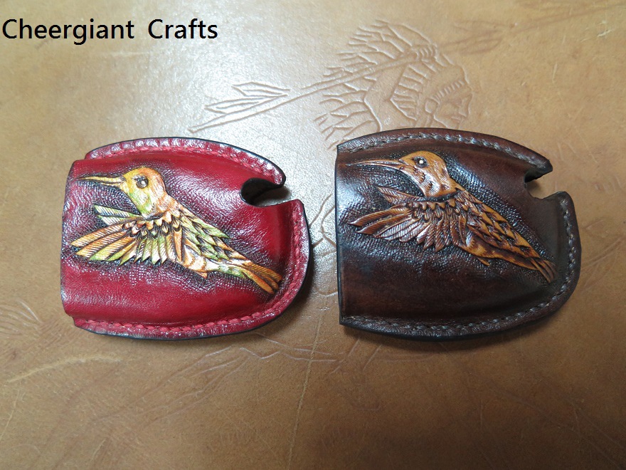 賓士鎖匙皮套Benz key covers. Hummingbird hand carved pattern. 02