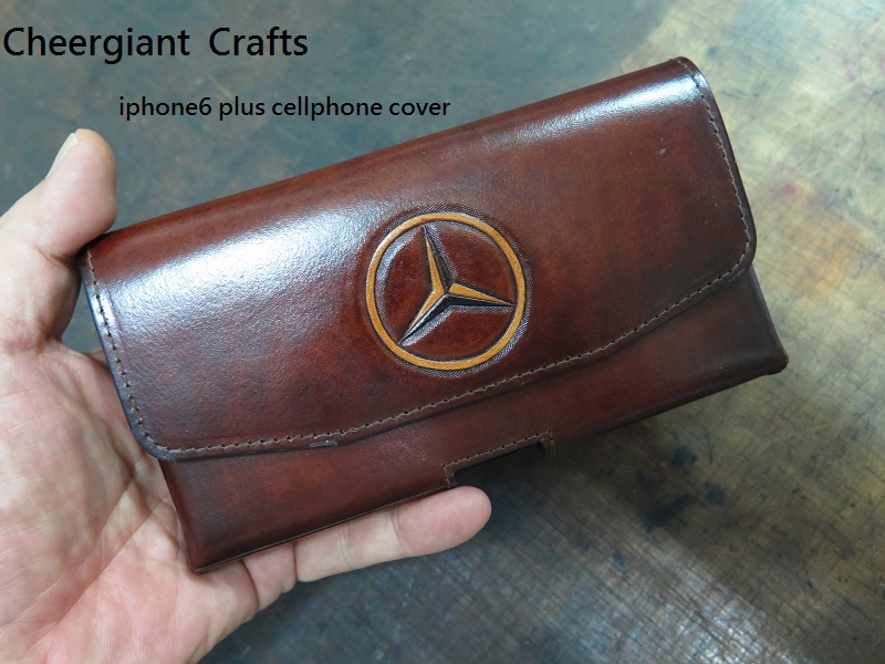 iphone 6 plus hand made cellphone leather cover. 02