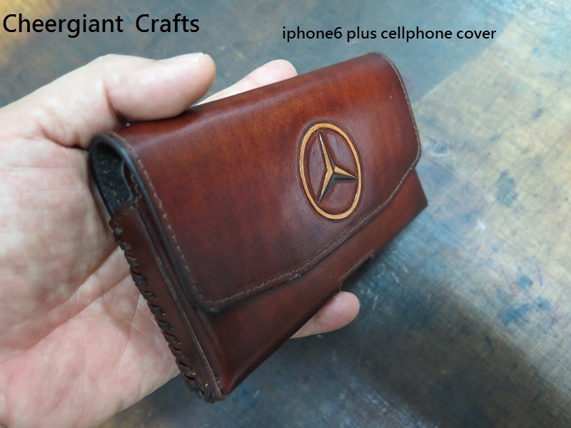 iphone 6 plus hand made cellphone leather cover. 04