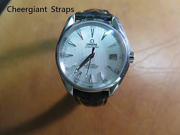 Omega Seamaster Aqua Terra Gents little horn croco strap, 20x18mm, 55x120mm, thick 5.5mm taper to 2.8mm. 07