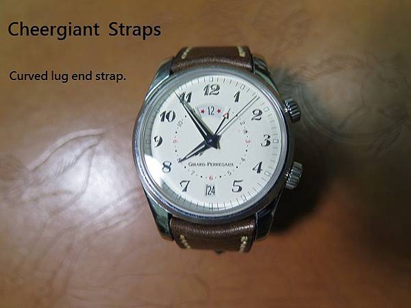 芝柏錶圓弧型灰色牛皮錶帶分享Girard Perregaux curved lug end gray vintage cowskin strap