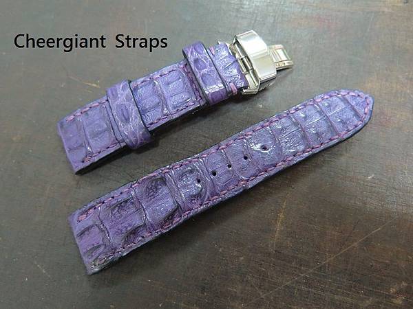 Panerai purple big horn croco strap, 24x22mm, 78x130mm, thick 7.5mm taper to 2.8mm, match stitch. 02  