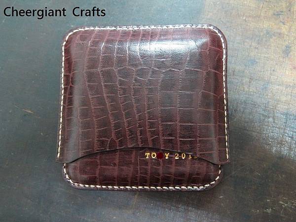 Small cigar leather box, brown crococalf box. 01 .JPG