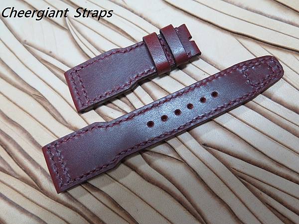 IWC big pilot burgundy leather strap, 22x18mm,65x115mm,thick 4.0mm taper to 2.5mm,match stitch.02.JPG