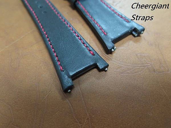 IWC Big Ingenieur black leather strap,28x18mm,73x115mm,thick 5.0mm taper to 3.2mm,red stitching.07.JPG