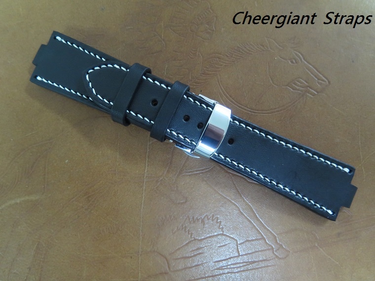 ORIS TTI ultrasoft black vintage cowskin strap,26x22mm,80x130mm,thick 5mm taper to 3.5mm,white stitch.01 .JPG