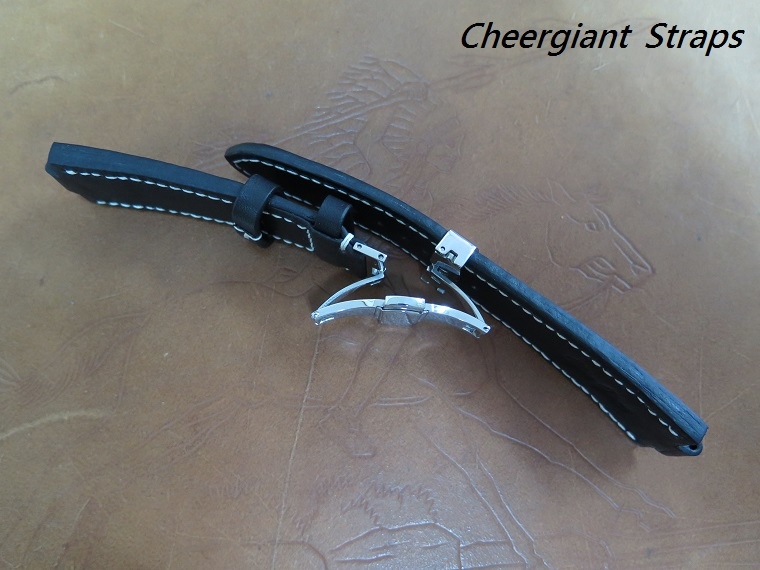 ORIS TTI ultrasoft black vintage cowskin strap,26x22mm,80x130mm,thick 5mm taper to 3.5mm,white stitch.05.JPG
