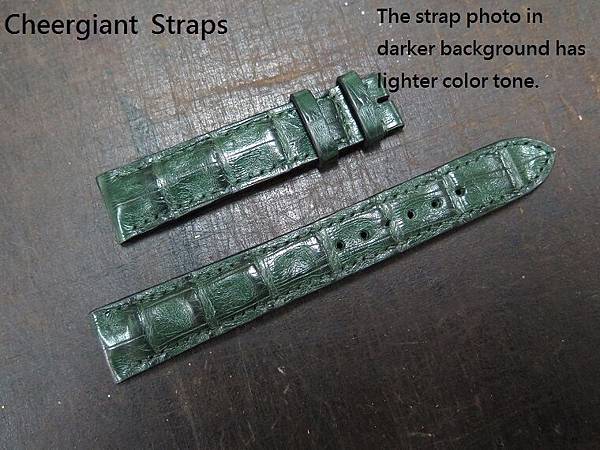 Franck Muller padded dark green croco strap,18x16mm,80x123mm,thick 6.0mm taper to 2.5mm,match stitching.02.JPG