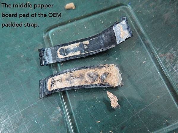 Glashutte custom strap. The middle papper board pad of the OEM strap..JPG