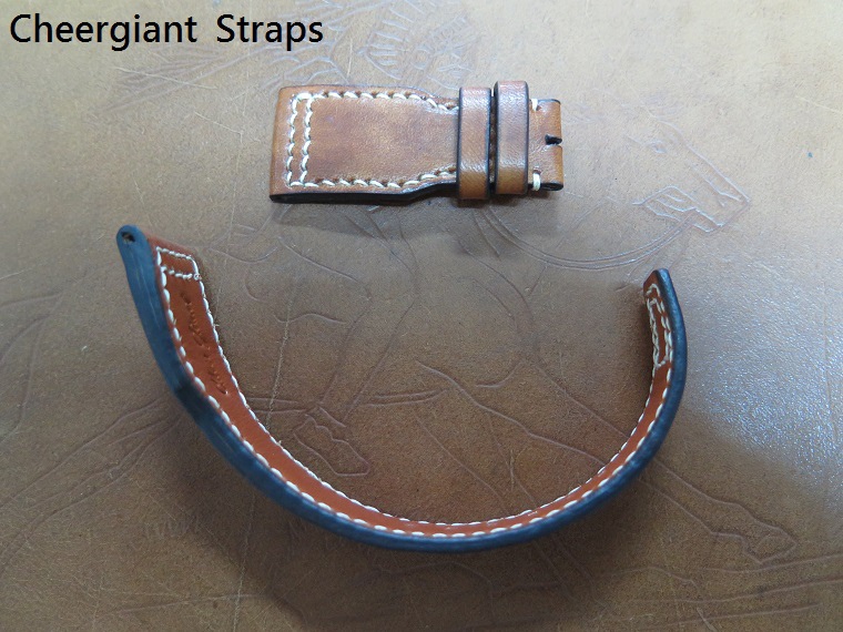 IWC Big Pilot honey brown leather strap,22x18mm,55x145mm,thick 4.0mm taper to 2.5mm,cream stitch.03.JPG