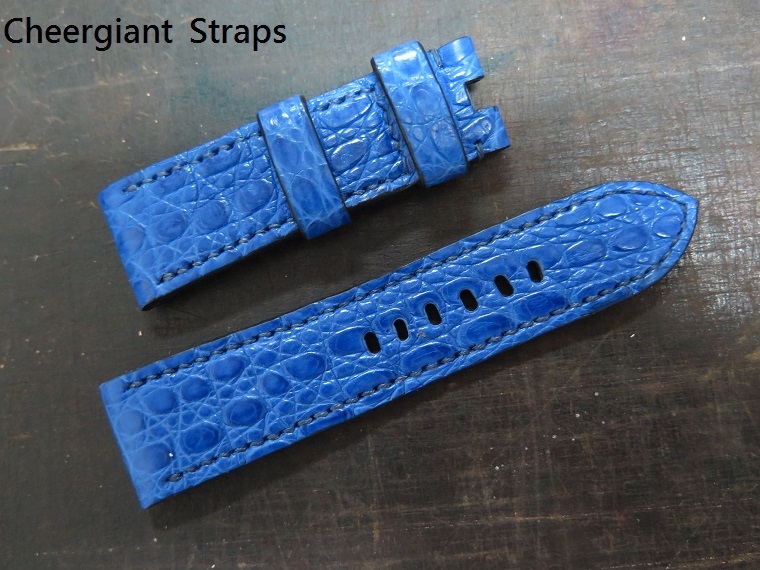 Panerai blue croco strap,  24x22mm, 75x115mm, thick 4.5mm taper to 1.9mm, dark blue stitch.01 .JPG