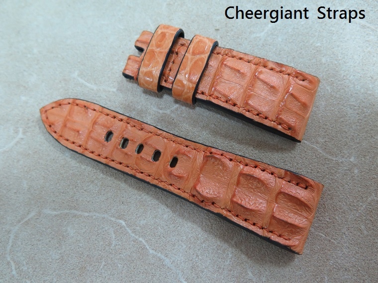 Panerai Radiomir Orange big horn crocodile strap,26x22mm,75x115mm, thick 7.0mm taper to 3.8mm,match stitching.01 .JPG