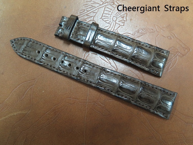Zenith grande class chonograph padded dark brown croco strap,22x18mm,95x145mm,thick 6.0mm taper to 2.2mm.01 .JPG