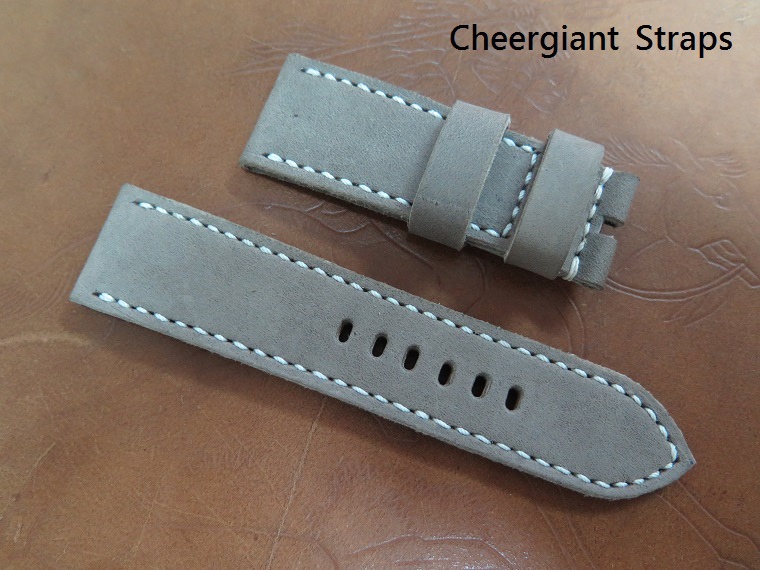 Panerai grayish brown crazy horse strap,26x24mm,75x125mm,thick 5.5mm taper to 4.0mm,white stitching.02.JPG